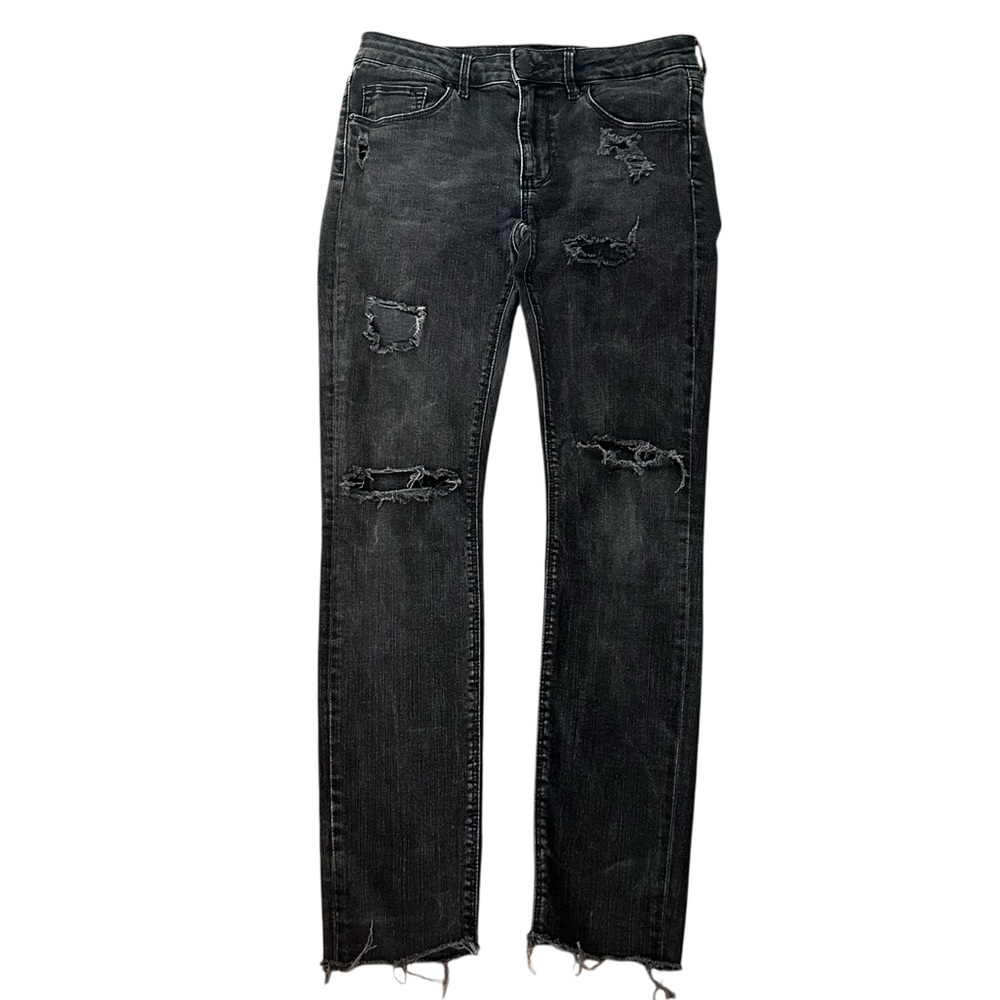 Zara Gray Distressed Ripped Skinny Jeans size 8
